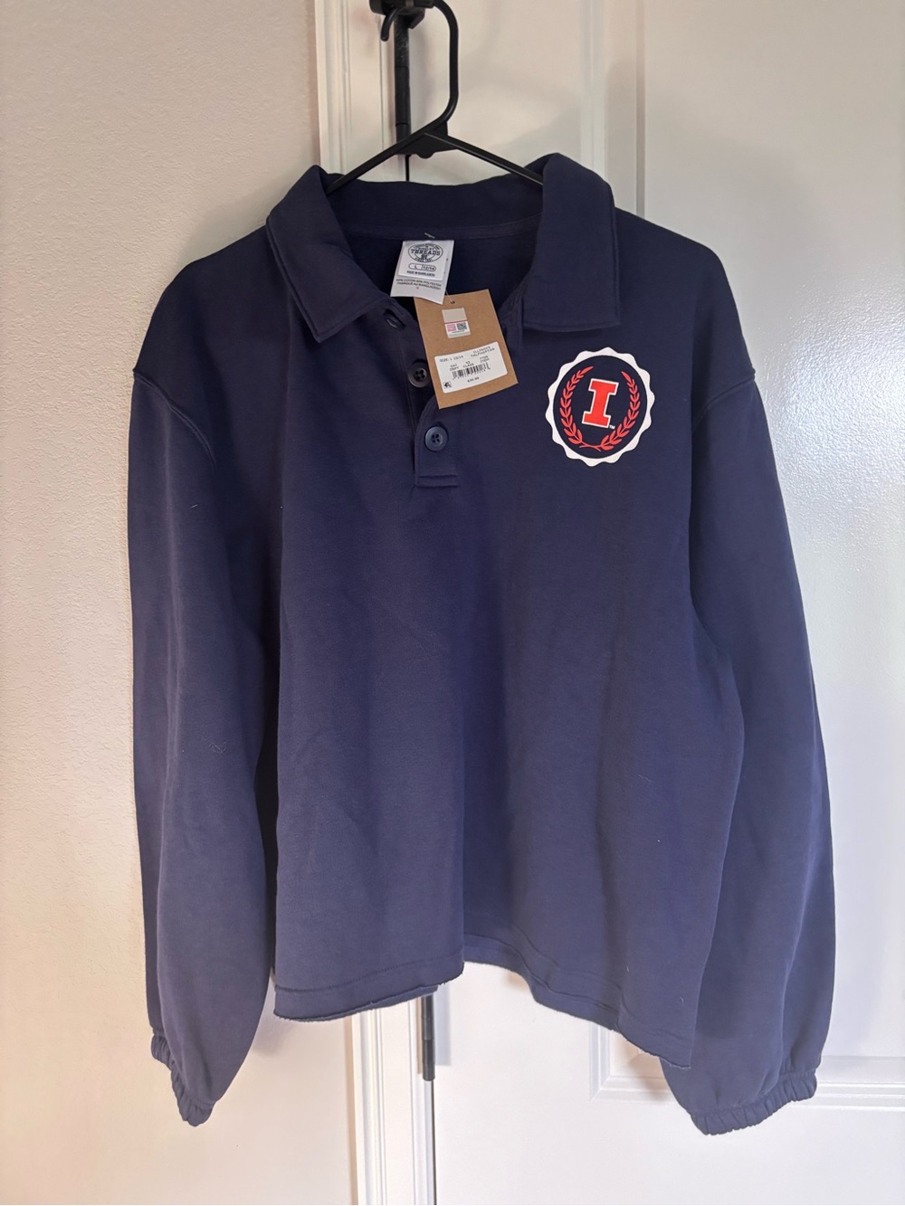 Rivalry Threads Navy Long-Sleeve Polo with Red Crest